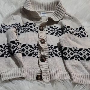 Old Navy Cream and Black Cardigan with Geometric Pattern